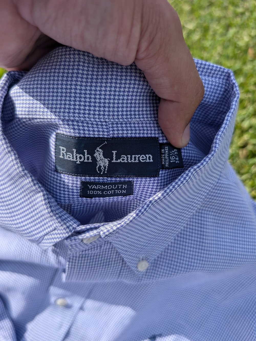 Ralph Lauren Blue Micro-Check Yarmouth Cotton Button-Down Shirt